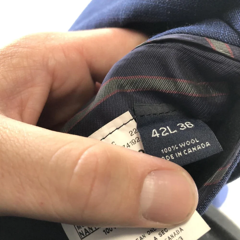 Cremieux Blazer Mens 42L Blue Plaid Loro Piana Wool Sport Coat Jacket Canada